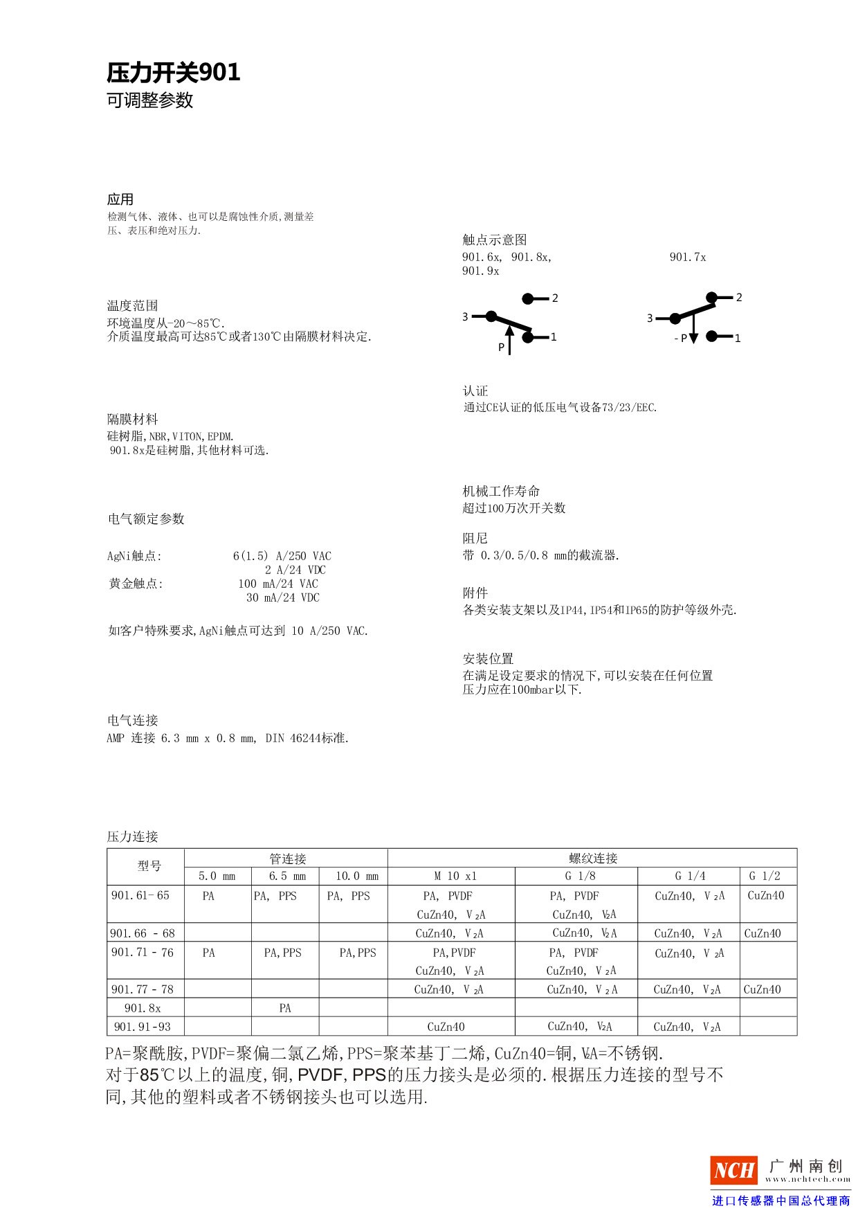 壓力開關901